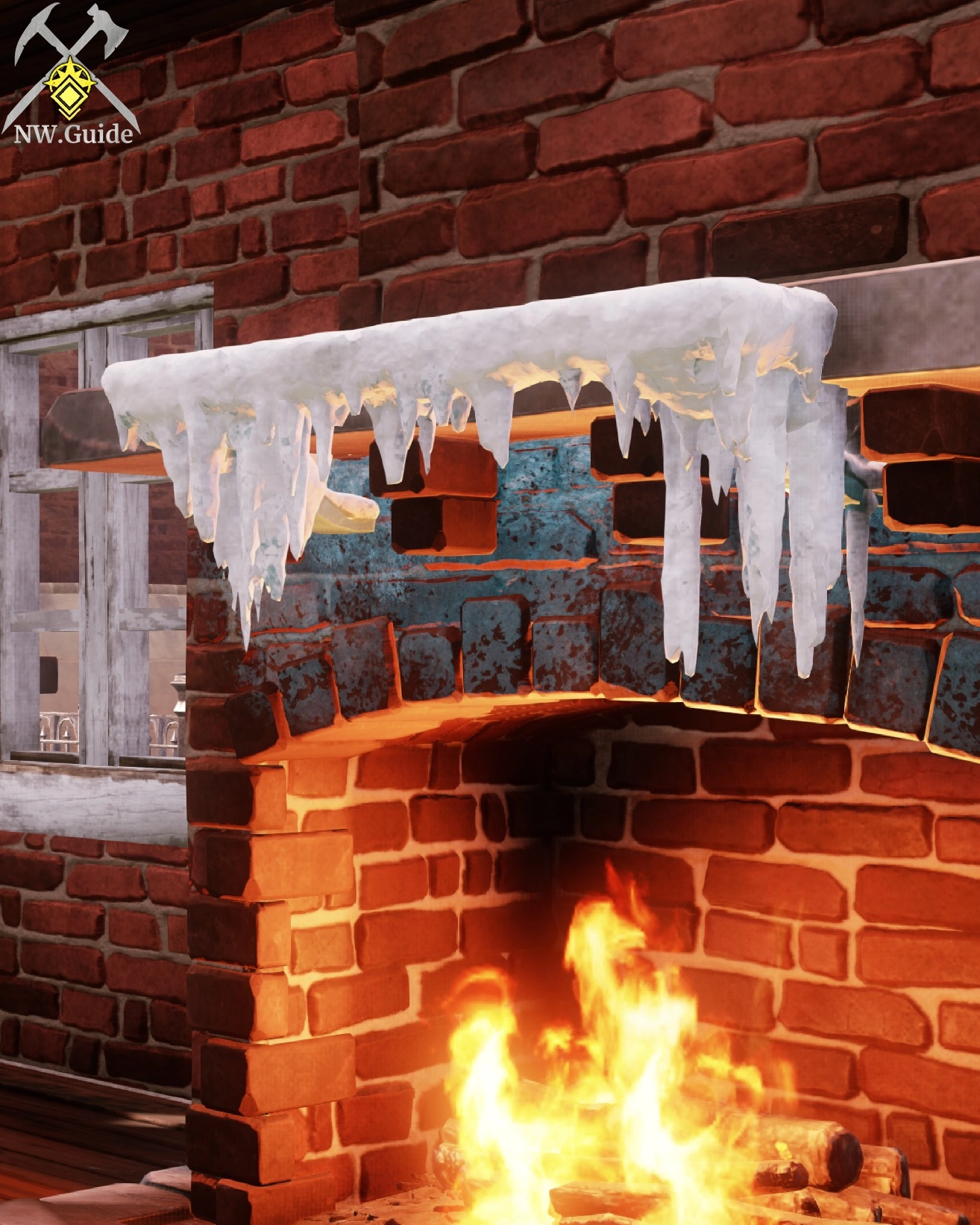 Snowcapped Shelf above fireplace