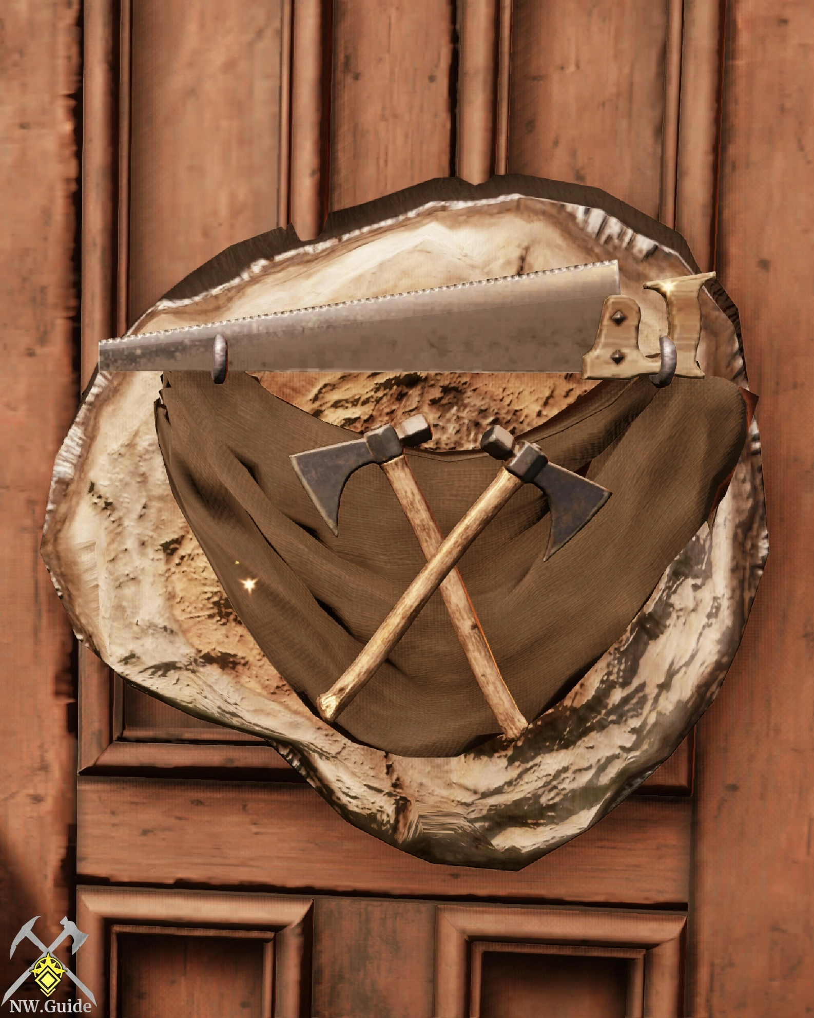 Basic Logging Gathering Trophy on door during daylight