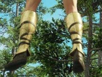 Photo of Ancient Guardian Boots with point of view below 