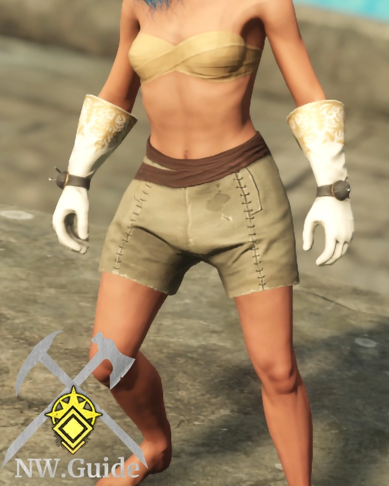 Photo of screenshot of character wearing Armorer Gloves