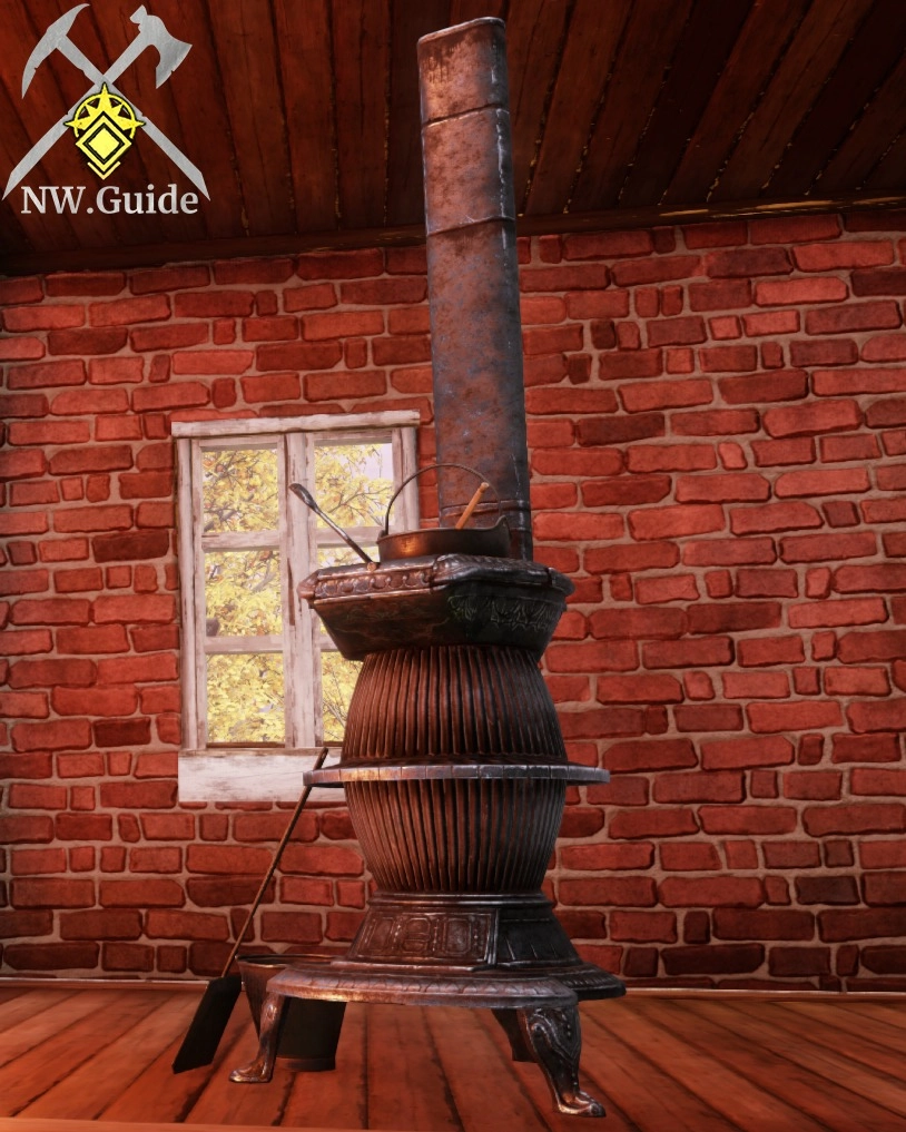 Ornate Cast Iron Stove placed inside the house