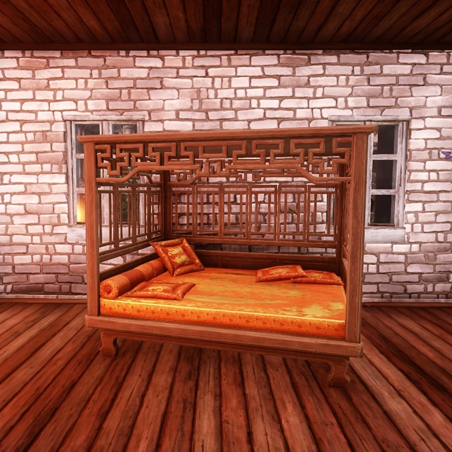 Teak Carved Canopy Bed in Everfall Housing