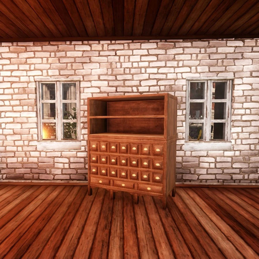 Teak Apothecary Cabinet in Everfall Housing
