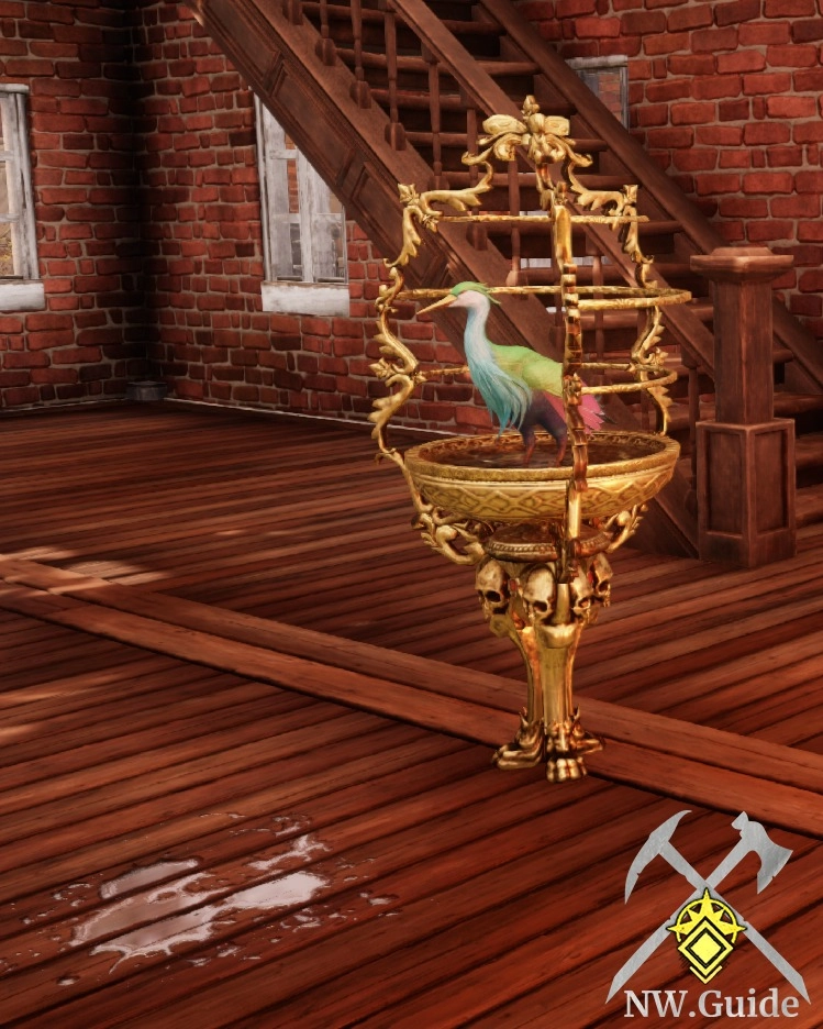 Pirate Monarchs Beloved Birdbath on wooden floor