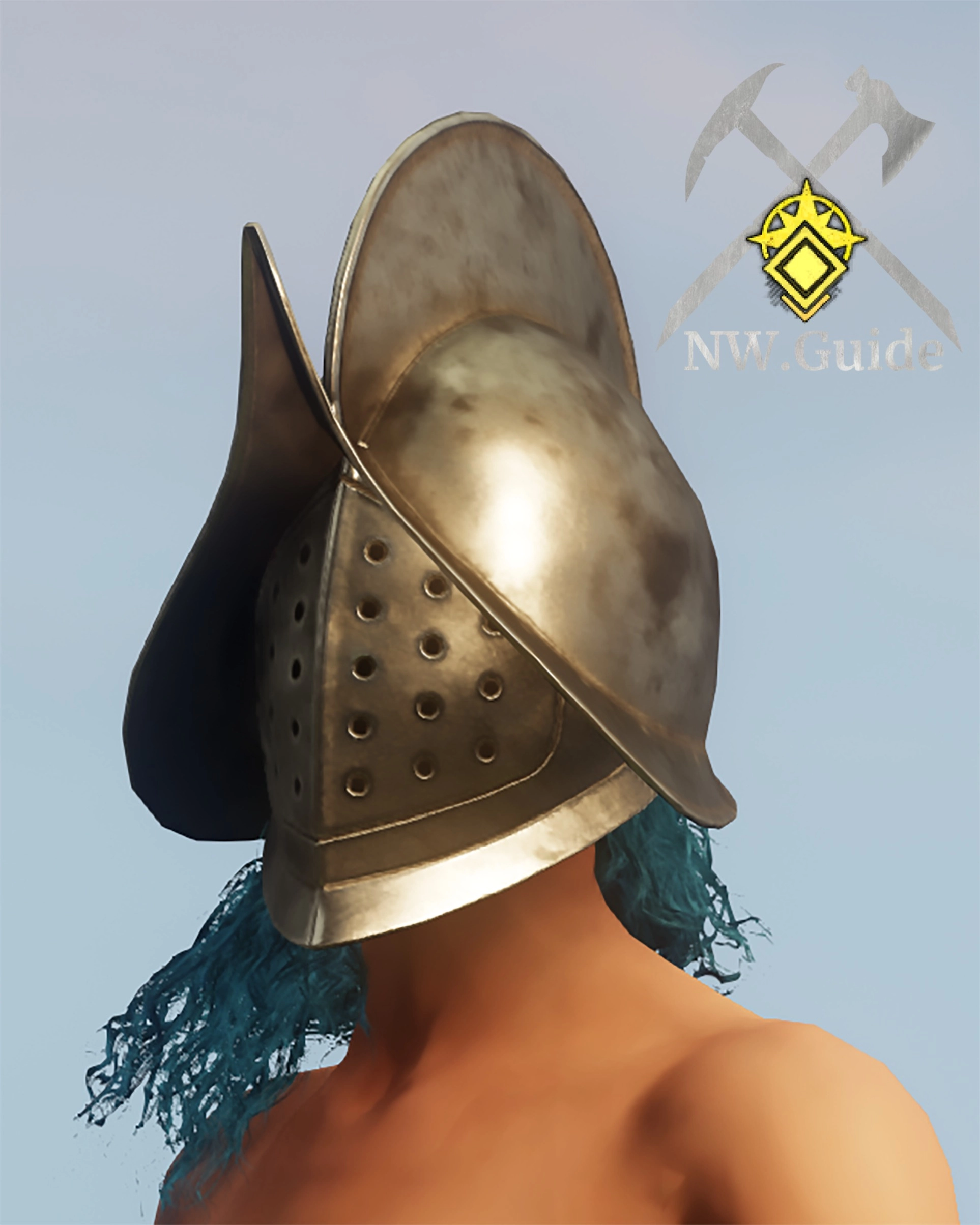 Highres screenshot of the tier 3 Steel Plate Helm