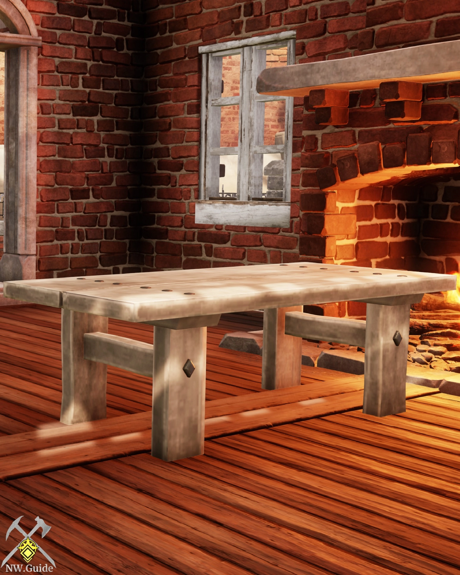 Ash Large Table on the wooden floor in front of fireplace