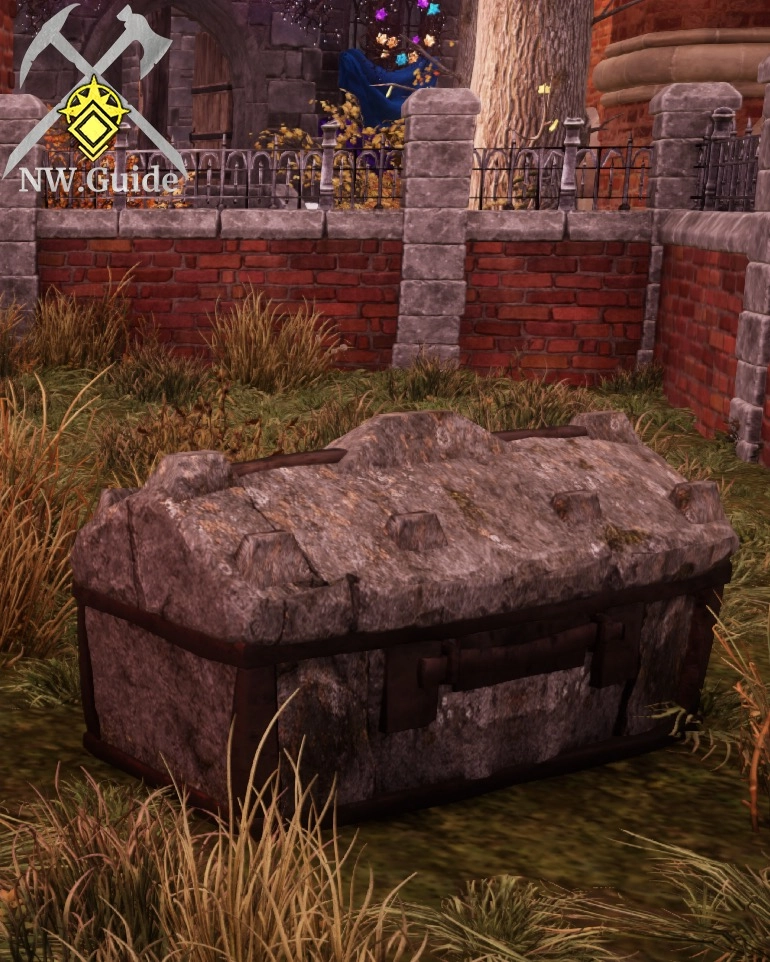 Furnishing house item stone storage chest during daylight