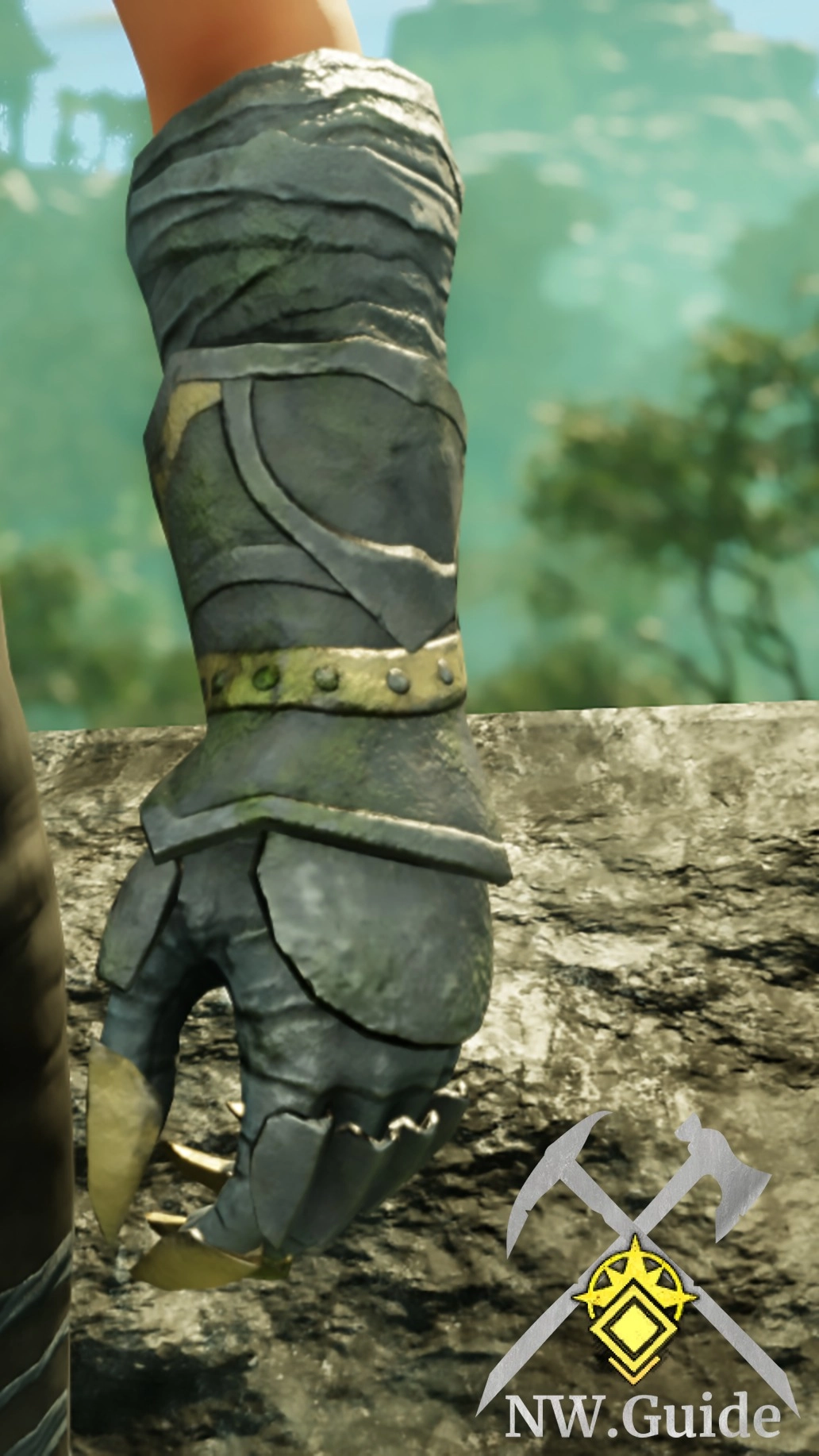 Closeup screenshot of the left glove of Chardis Handwraps
