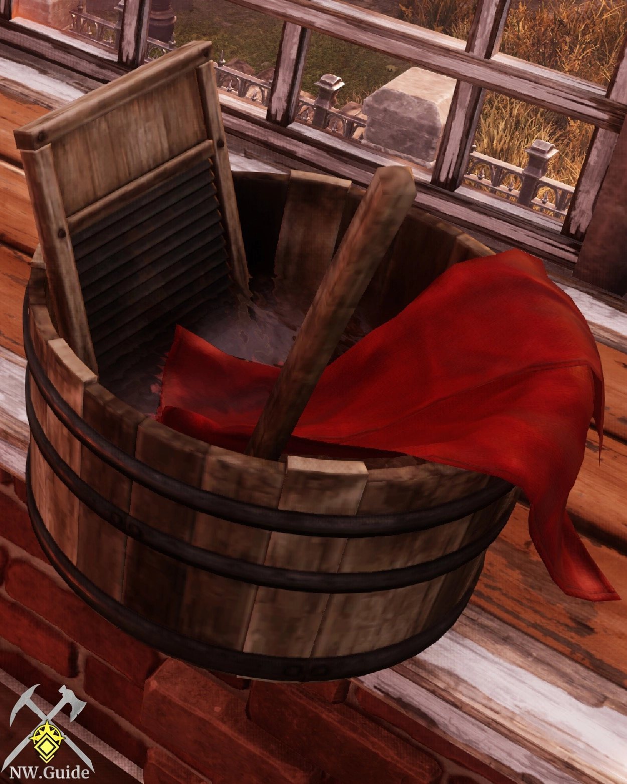 Windowsill with Pirate Washtub on top of it