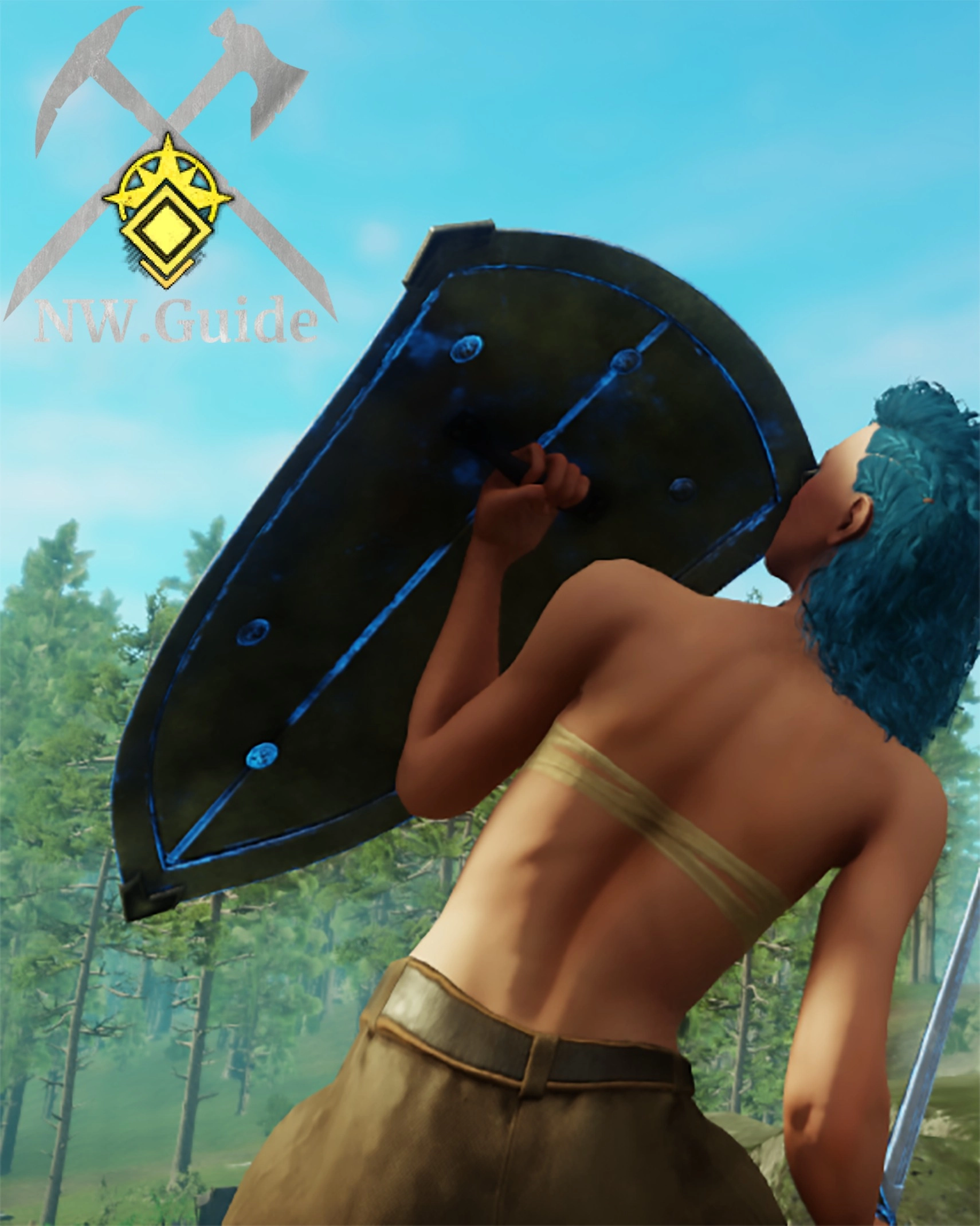 Starmetal Kite Shield of the tier 4 observed from behind