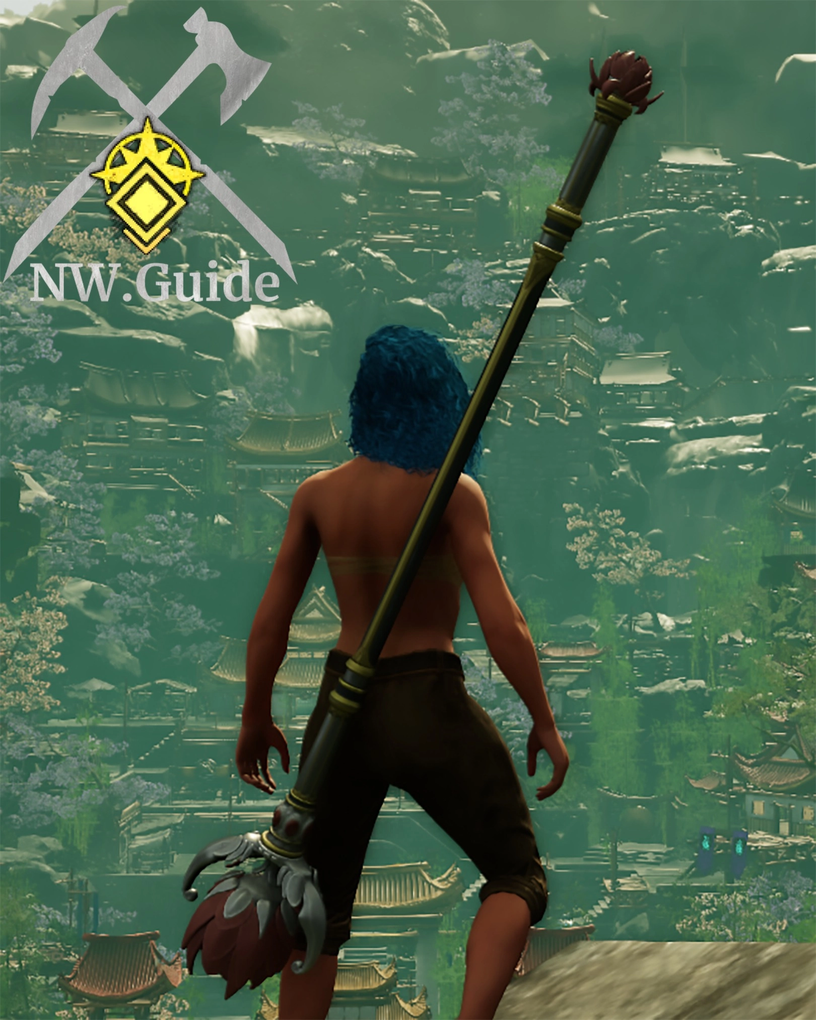 Screenshot of the Rosebloom life staff skin