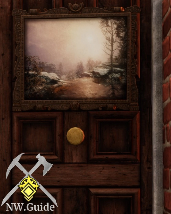 Photo of Mountain Dawn painting attached to the door