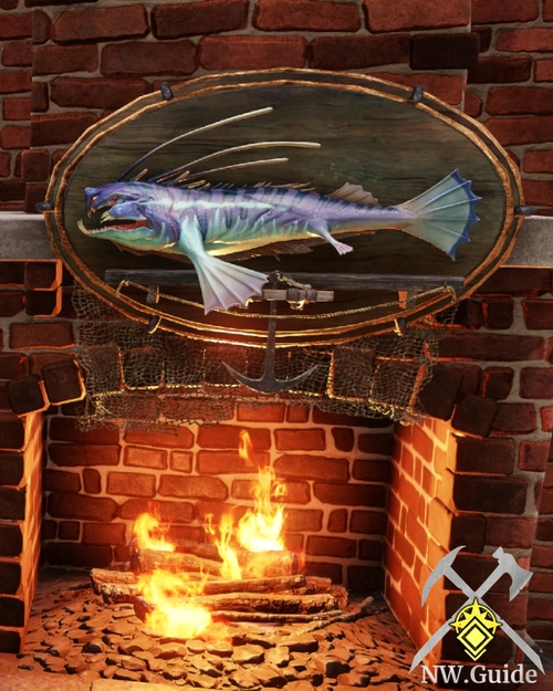 Taxidermied Blue blooded Barb placed over fireplace