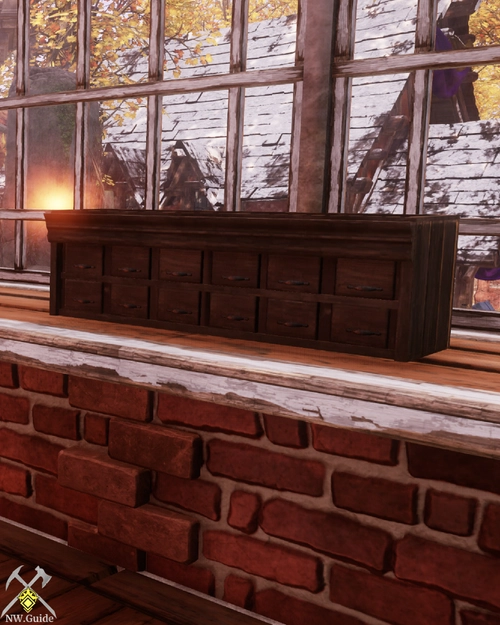 Low Apothecary Cabinet on windowsill