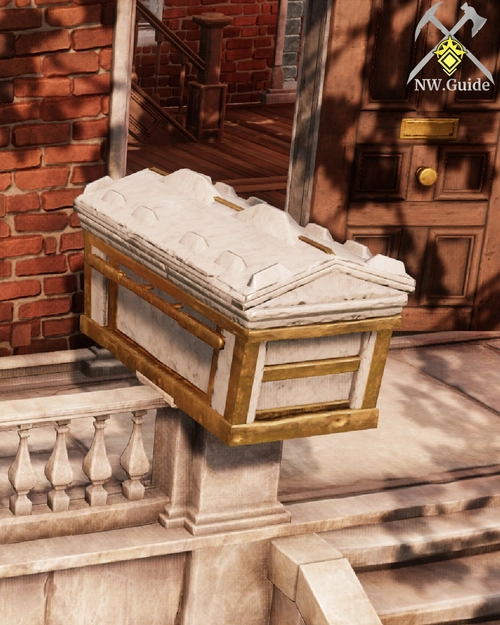 Stone Pillar with Polished Marble Storage Chest on it
