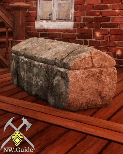 Side view screenshot of Mossy Rock Storage Chest house item
