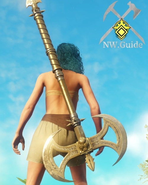 Screenshot of Great Axe on the back of the character