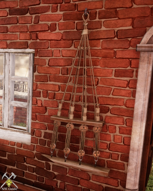 Red bricks wall with Pirate Rigging furnishing item on it