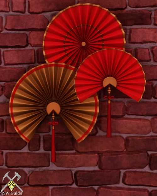 Warm Red Paper Fans on red bricks wall