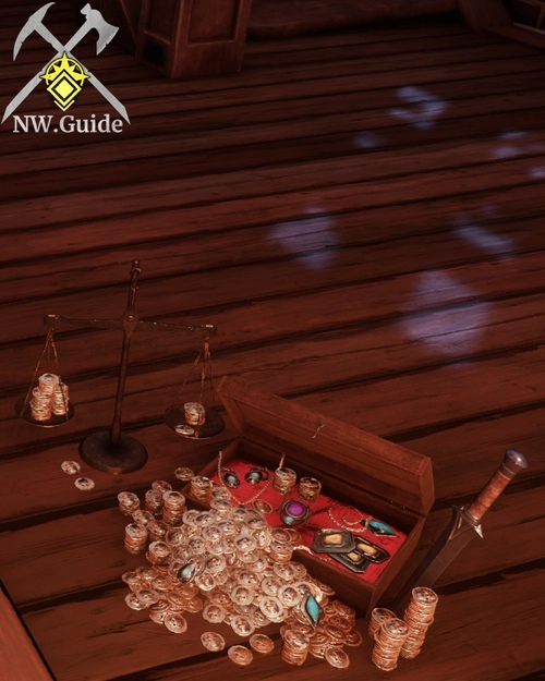 Closeup of Pirate Monarchs Hoard on the wooden floor