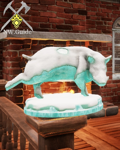 Snowcapped Boar Sculpture Winter Convergence furnishing item