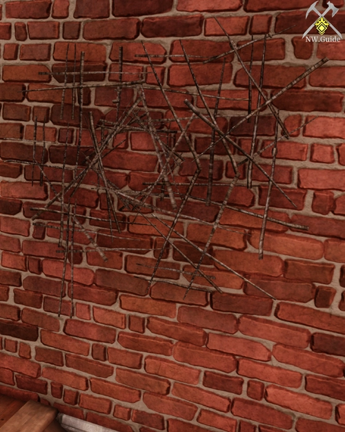 Unsettling Branch Wreath on red bricks wall