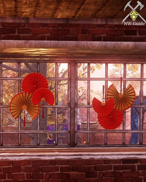 Warm Red Paper Fans on the window