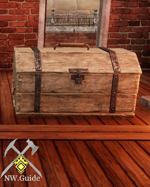 Photo of old wood storage chest inside the house