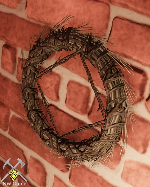 Squared Circle Twig Wreath On the red bricks wall