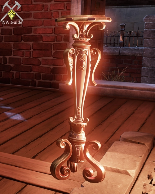 Goldenlight Pedestal with light glares from the fire