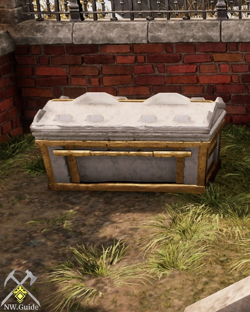 Marble Storage Chest in courtyard during daylight
