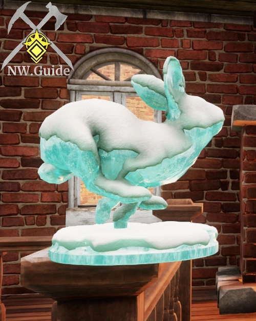 Closeup high quality photo of Snowcapped Rabbit Sculpture
