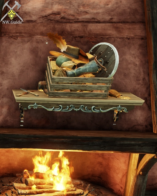 Minor Loot Luck Trophy over fireplace
