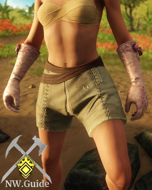 Front picture of the Bowed Gloves equipped on the character