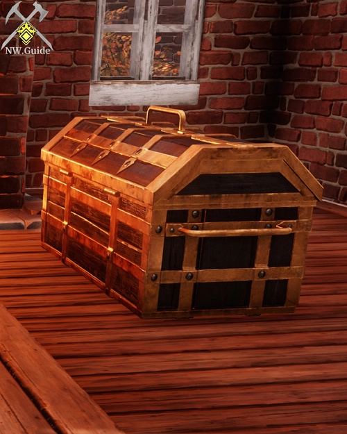 Golden Storage Chest covered with light from fire