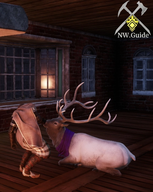 Interaction with Festive Deer Pet furnishing item