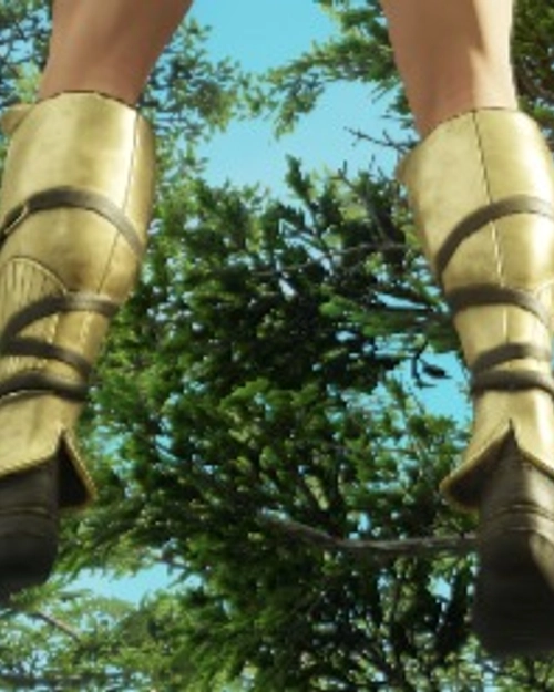 Photo of Ancient Guardian Boots with point of view below 