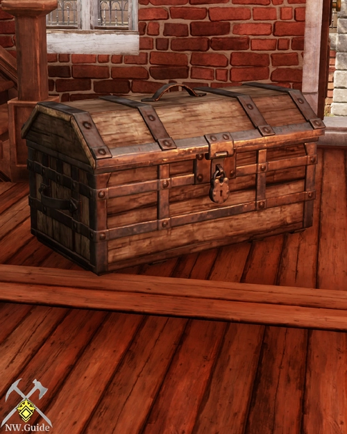 Iron Storage Chest in front of fireplace