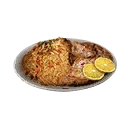 Icono del item "Ave a la brasa con arroz al azafrán"