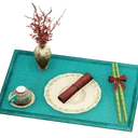 Icône de l'objet "Table turquoise dressée pour une personne"
