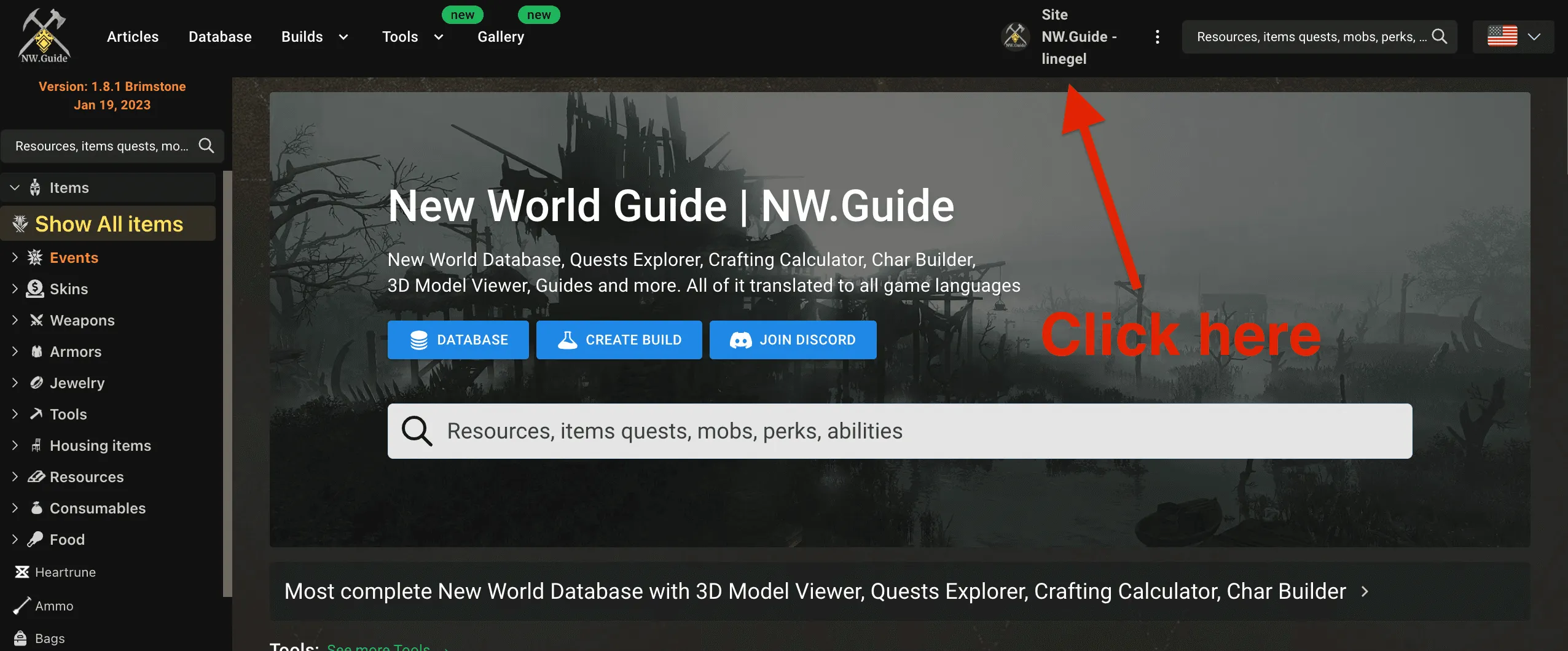 Explanation of where you should click to open your profile