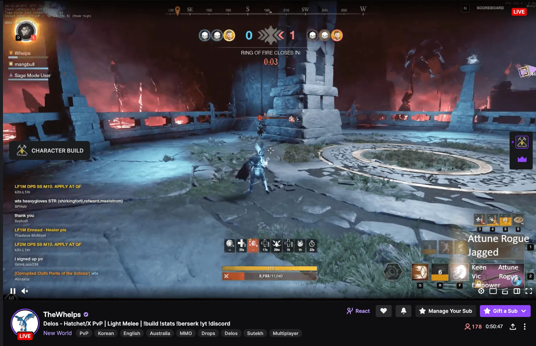 The button to open the New World build of streamer in Twitch extension